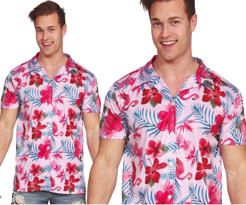 Hawaii Aloha Shirt - Flamingo Roze - Polyester