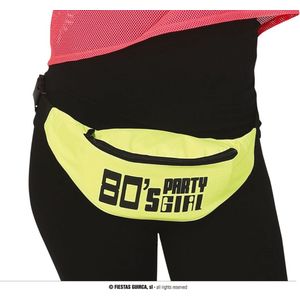 Foute 80s/90s print party heuptasje - neon geel - jaren 80/90 verkleed accessoires - volwassenen - Heuptassen