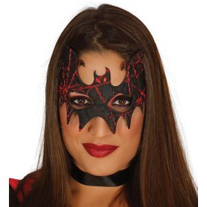 Halloween Oogmasker - Vleermuis - Zwart/Rood - Polyester - 1 stuk