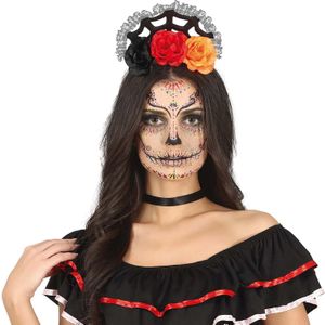 Halloween diadeem - bloemen - one size - rood - Verkleedhoofddeksels