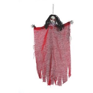 Horror hangdecoratie spook/geest pop rood 60 cm