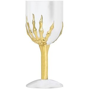 Guirca Horror kelk wijnglas/drinkbeker - oranje met goud - 18 cm