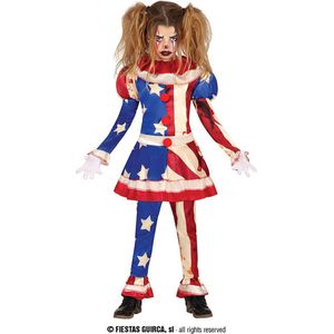 Horror Clown Halloween Kostuum Meisje Blauw Rood