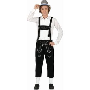 Lederhosen Lang Schwarz Verstellbare Hosenträger