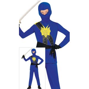 FIESTAS GUIRCA Ninja-krijgerkostuum voor kinderen, blauw, ninja-kostuum voor kinderen, 3-4 jaar