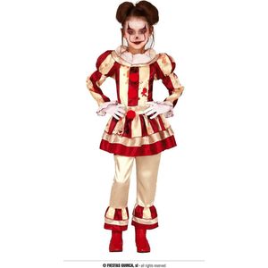 Angstaanjagend Clown Kostuum - Rood en Wit - Voor Meisjes
