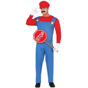 Super Mario Kostuum Rood Blauw Heren