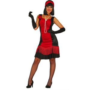 Guirca - Jaren 20 Danseressen Kostuum - Chicago Jaren 20 Flapper Rood - Vrouw - Rood, Zwart - Maat 44-46 - Carnavalskleding - Verkleedkleding