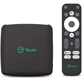 Engel Youin You-Box EN1040KX Android TV Box, 4K UHD, Google Assistant en Chromecast geïntegreerd, exclusief product, zwart