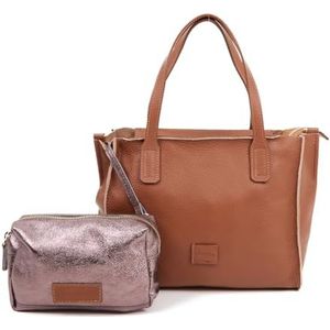 Abbacino Kleine shopper-handtas van leer, Cognac