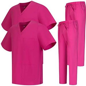 MISEMIYA Uniform Scrub Set Unisex Bz-2-6801-6802, Set van 2, Roze, Maat M