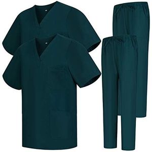 MISEMIYA Uniform Scrub Set Unisex Bz-2-6801-6802, Set van 2, Groen, Maat S