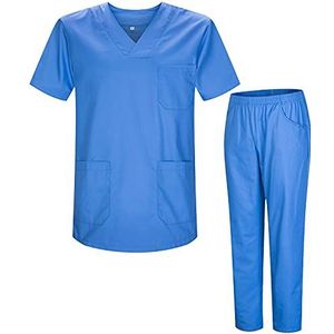 Misemiya Uniforms MZ-8178 scrub set voor volwassenen, uniseks, lichtblauw 21, S