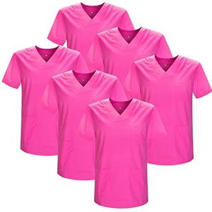 MISEMIYA - Set van 6 stuks - Sanitaire kippenuniform voor Mexico verpleegsters, fuchsia 21, L