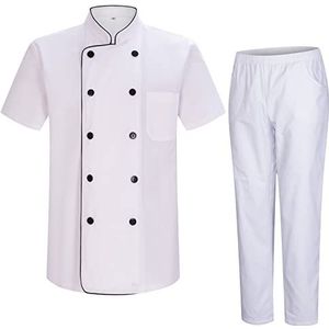 MISEMIYA - Koksjas en broek voor heren - koksjas voor heren - uniform gastronomie - Ref.8421-8312, Jassen en broek 8421b8 - wit, S
