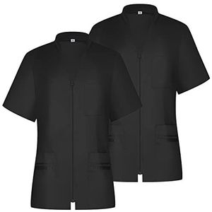 MISEMIYA - Verpakking met 2 stuks - sanitair dameshemd - gezondheidsuniform - HOSTELERIA 712, Zwart, XL