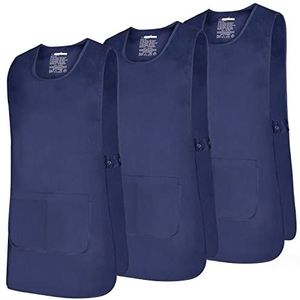 MISEMIYA Verpakking met 3 stuks, reinigingsschort, 868, uniseks, volwassenen, Donkerblauw, M