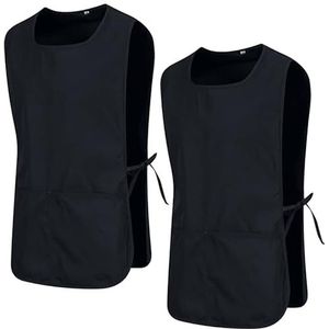 MISEMIYA - Verpakking van 2 stuks - reinigingsschort, laboratoriumuniform, kliniek, medische reiniging 2-3301, Zwart 68, L