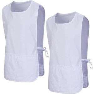 MISEMIYA - Verpakking van 2 stuks - reinigingsschort, laboratoriumuniform, kliniek, medische reiniging 2-3301, wit 68, XL