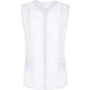 Misemiya - Vrouwelijke werkkleding, mouwloos, wit/zwart ziekenhuis klinisch uniform veterinaire reiniging gezondheid ziekenhuis Ref: 818, Wit 22, S