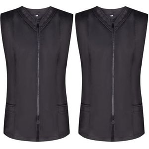 MISEMIYA - Sanitaro 2-818 Dameshemd, mouwloos, uniformen, reiniging, medische uniformen, Clinica Veterinary, Zwart, M