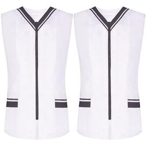 MISEMIYA - Verpakking met 2 stuks - sanitair hemd voor dames, zonder mouwen, uniform, reiniging uniform, medische dierenkliniek, 2-818, Zwart 22, L