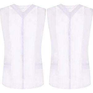 MISEMIYA - Verpakking met 2 stuks - sanitair hemd voor dames, zonder mouwen, uniform, reiniging uniform, medische dierenkliniek, 2-818, Wit, XXL