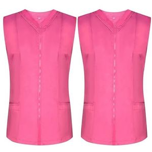 MISEMIYA - Verpakking met 2 stuks - sanitair hemd voor dames, zonder mouwen, uniform, reiniging uniform, medische dierenkliniek, 2-818, Roze, S