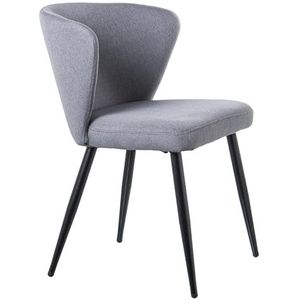 DRW Set van 2 stoelen van polyester en metaal in zwart en grijs, 56 x 57 x 77 cm