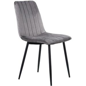 DRW Set van 4 stoelen van polyester en metaal in zwart en grijs, 55 x 44 x 86 cm