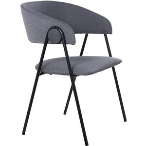 DRW Set van 2 stoelen van polyester en metaal in zwart en grijs, 57 x 55 x 82 cm