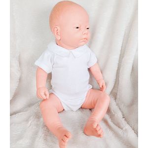 Romper Babidu 1184 wit, met kraagje, korte mouw