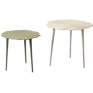 Adda Home Set van twee tafels, aluminium, groen/wit, 62 x 62 x 54 cm, 50 x 50 x 45 cm
