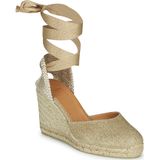 Castañer, Beige Espadrille Sandalen met Raffia Sleehak Beige, Dames, Maat:36 EU