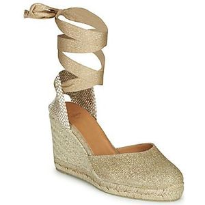 Castañer, Beige Espadrille Sandalen met Raffia Sleehak Beige, Dames, Maat:36 EU