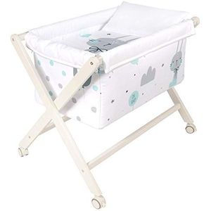 Oh babybed, opvouwbaar, afneembare overtrek, poten van hout, wit, 50 x 80 cm