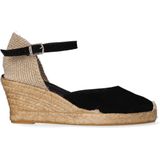 LLORET-5 - Espadrille - Suède - Effen Kleuren - Jute Sleehak