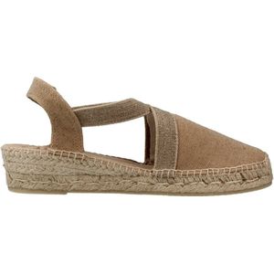 VERDI-V Espadrille - Effen Katoen - Jute Sleehak 4 cm - Vegan