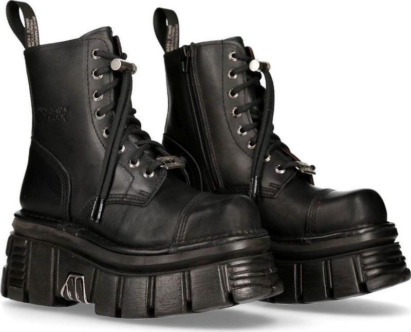 New Rock - Biker Boots - Metallic - Leren Voering - Vetersluiting