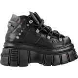 New Rock - 106-S29 - Biker Schoenen - Zwart - Lederen - Metalen Details