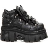 New Rock - 106-S29 - Biker Schoenen - Zwart - Lederen - Metalen Details