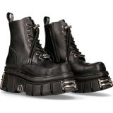 New Rock - Plateau Laarzen - Zwart - Leer