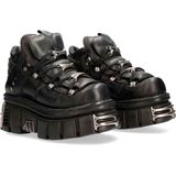 Sneakers - M-106-S112 - Effen - Leer - Platte Hak
