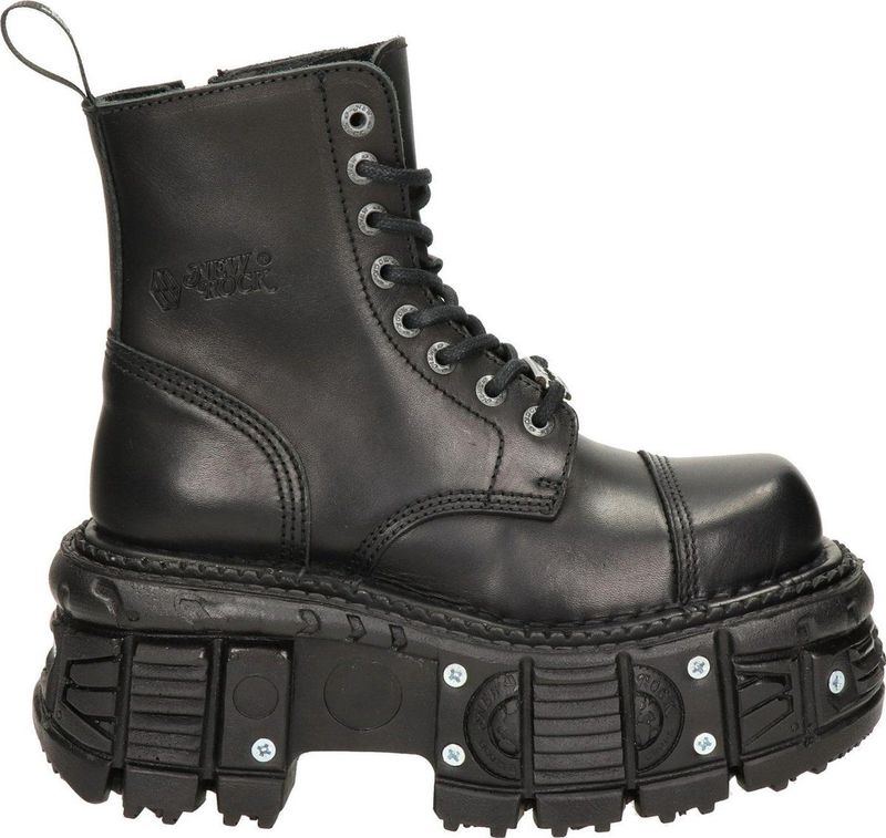 New Rock - M-TANK083-C1 - Veterboot - Zwart - Leer - Polyurethaan