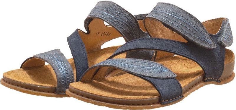 Sandalen - Color-Blocking - Glad Leer en Suède - Velcro Sluiting