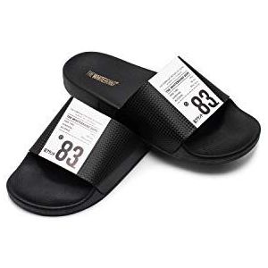 The White Brand Biologisch Label Peeptoe Sandalen voor heren, Zwart Zwart Zwart Zwart Zwart, 43 EU