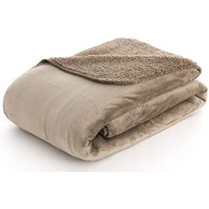 Bel | Extra zachte bankdeken, 150 x 200 cm, omkeerbare bankdeken met dubbelzijdige textuur, sedalina en andere sherpa-deken, taupe, dekbed, reisdeken, deken voor elk gebruik