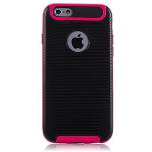Silica dmu163pink beschermhoes van zwart rubber geribbeld met rand en details in kleur, voor Apple iPhone 6, roze