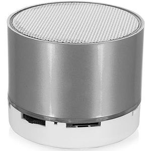 DAM Viancos Bluetooth 3.0 compacte luidspreker, 3 W, met LED-licht, handsfree, FM-radio, 6,2 x 6,2 x 5 cm, kleur: zilver