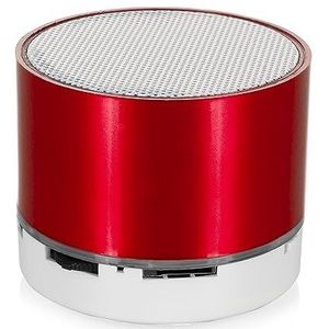 DAM Viancos Bluetooth 3.0 compacte luidspreker, 3 W, met LED-licht, handsfree, FM-radio, 6,2 x 6,2 x 5 cm, kleur: rood